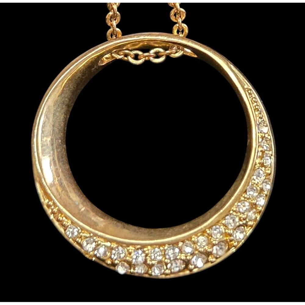 Robert Lee Morris RLM Soho Goldtone Ring Pendant with Crystals Necklace